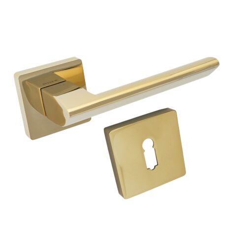 Komplet okuć Talc z kwadratowym szyldem w wersji KLUCZ kolor mosiądz pvd