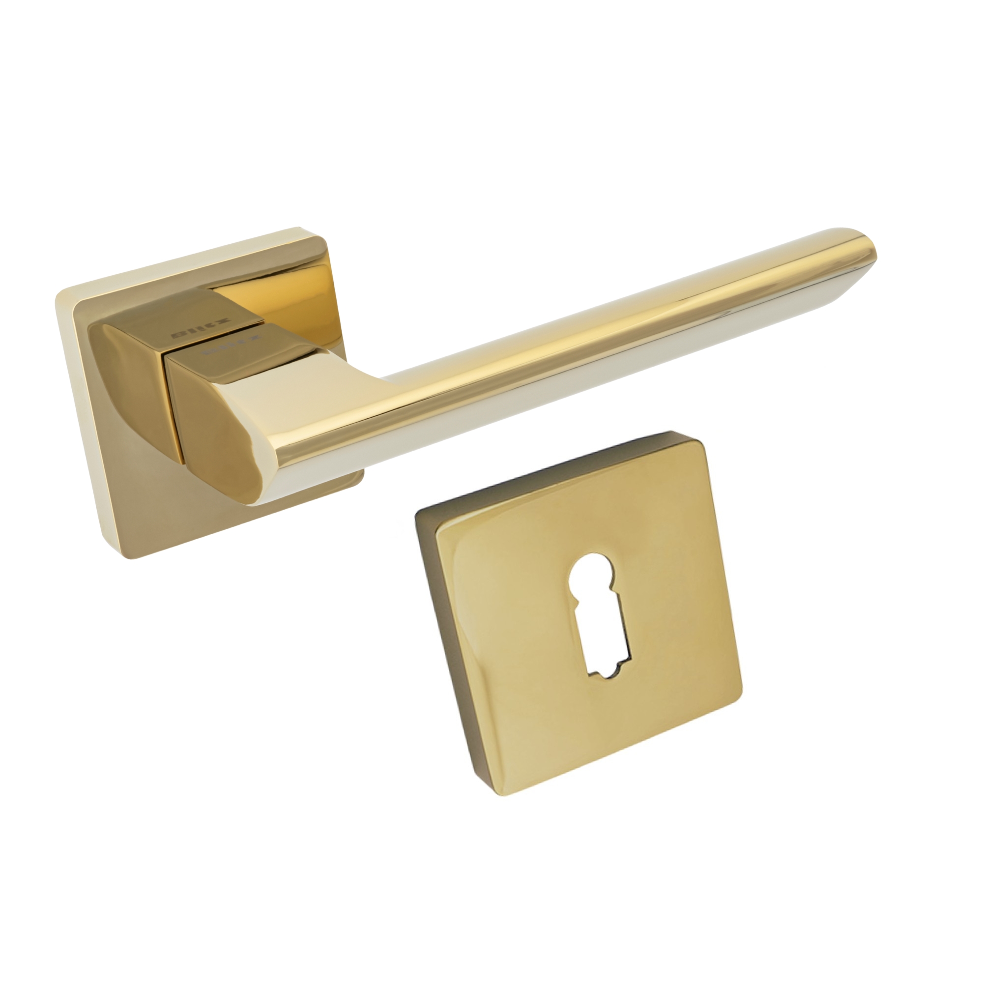 Komplet okuć Talc z kwadratowym szyldem w wersji KLUCZ kolor mosiądz pvd