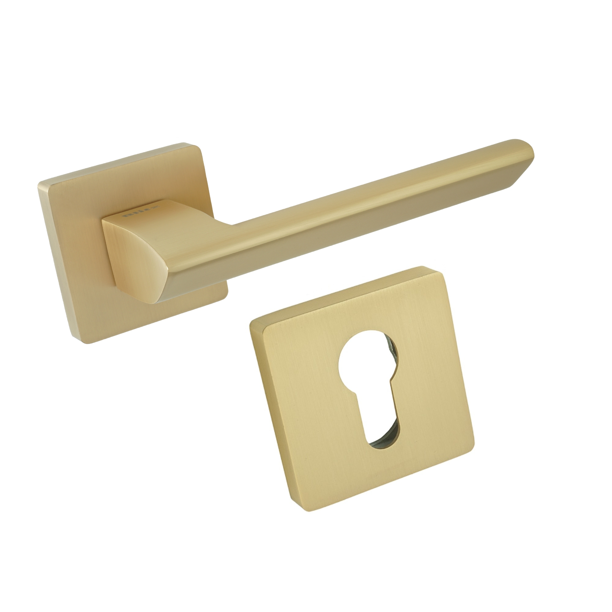 Komplet okuć Talc z kwadratowym szyldem w wersji WB kolor satyna mosiądz