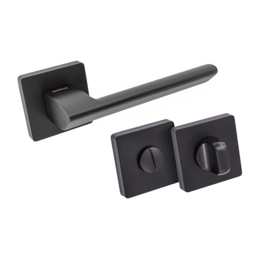 Komplet okuć Talc z kwadratowym szyldem w wersji WC kolor czarny