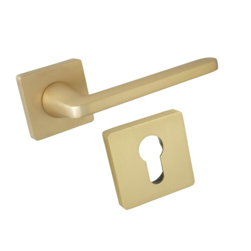 Komplet okuć Vena z kwadratowym szyldem w wersji WB kolor satyna mosiądz