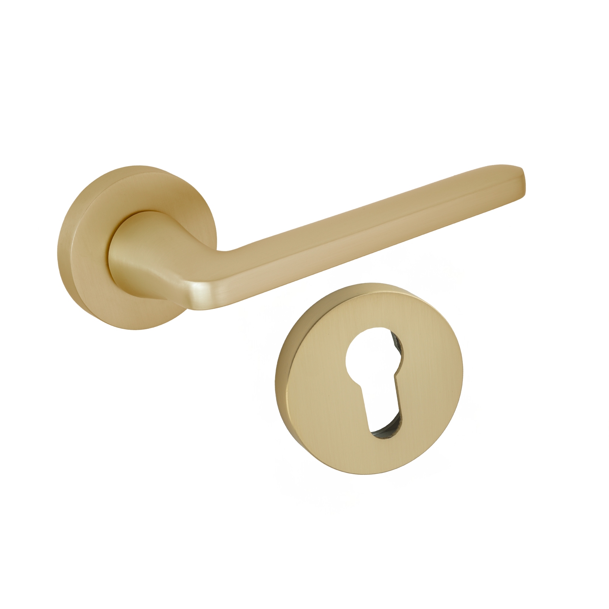 Komplet okuć Vena z okrągłym szyldem w wersji WB kolor satyna mosiądz