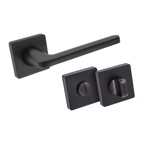 Komplet okuć Vena z kwadratowym szyldem w wersji WC kolor czarny