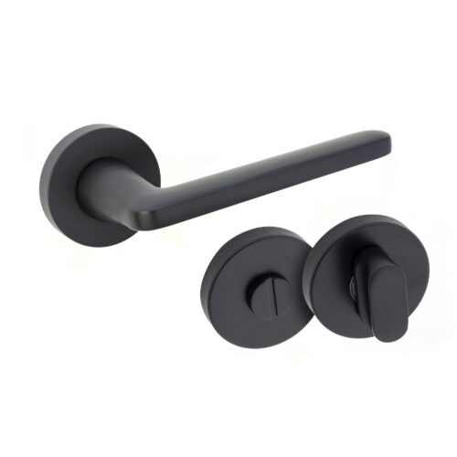 Komplet okuć Vena z okrągłym szyldem w wersji WC kolor czarny