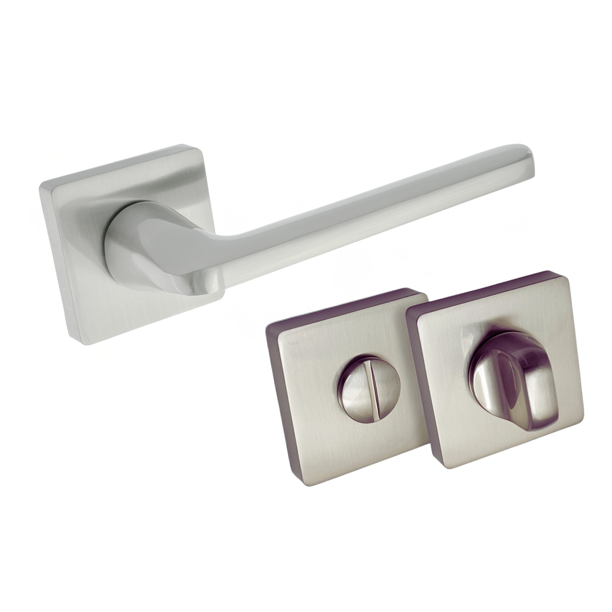 Komplet okuć Vena z kwadratowym szyldem w wersji WC kolor nikiel satyna