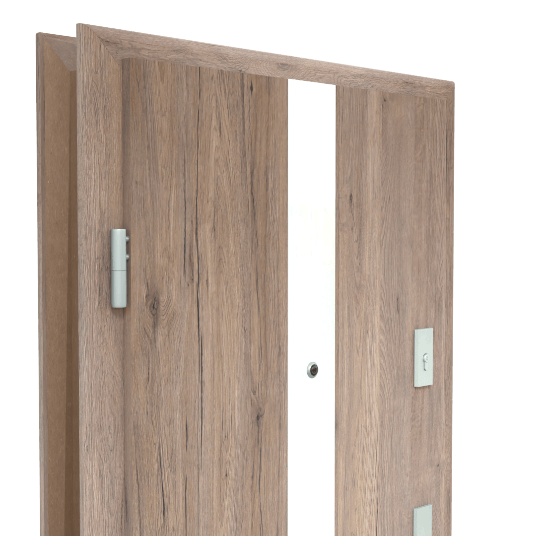 Drzwi z białym panelem Lacobel