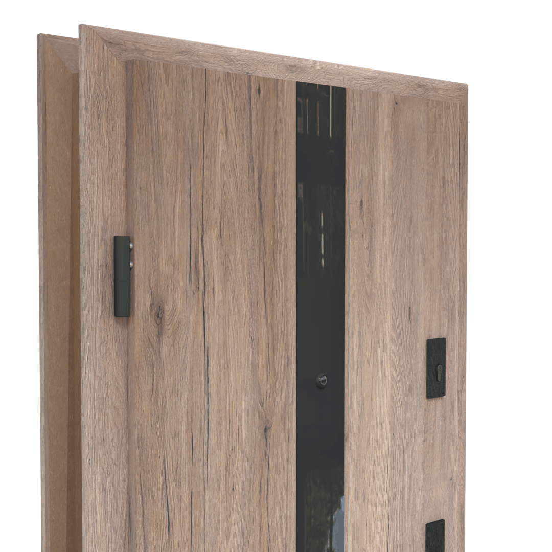 Drzwi z czarnym panelem Lacobel