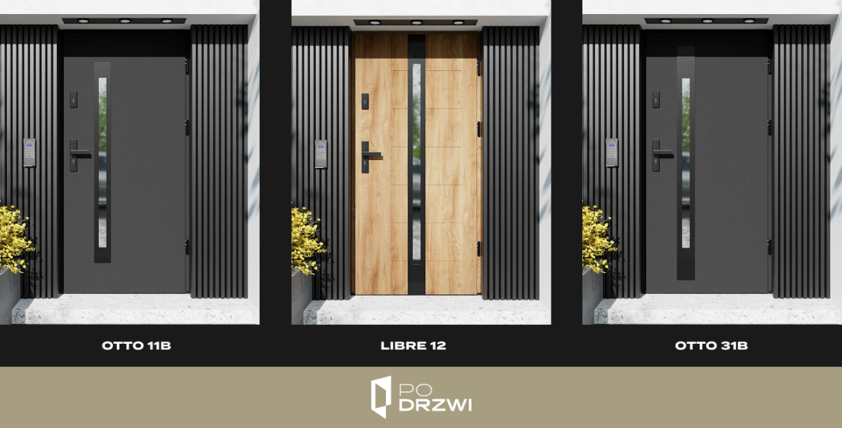 drzwi zewnetrzne ze stalową ościeżnicą do domu